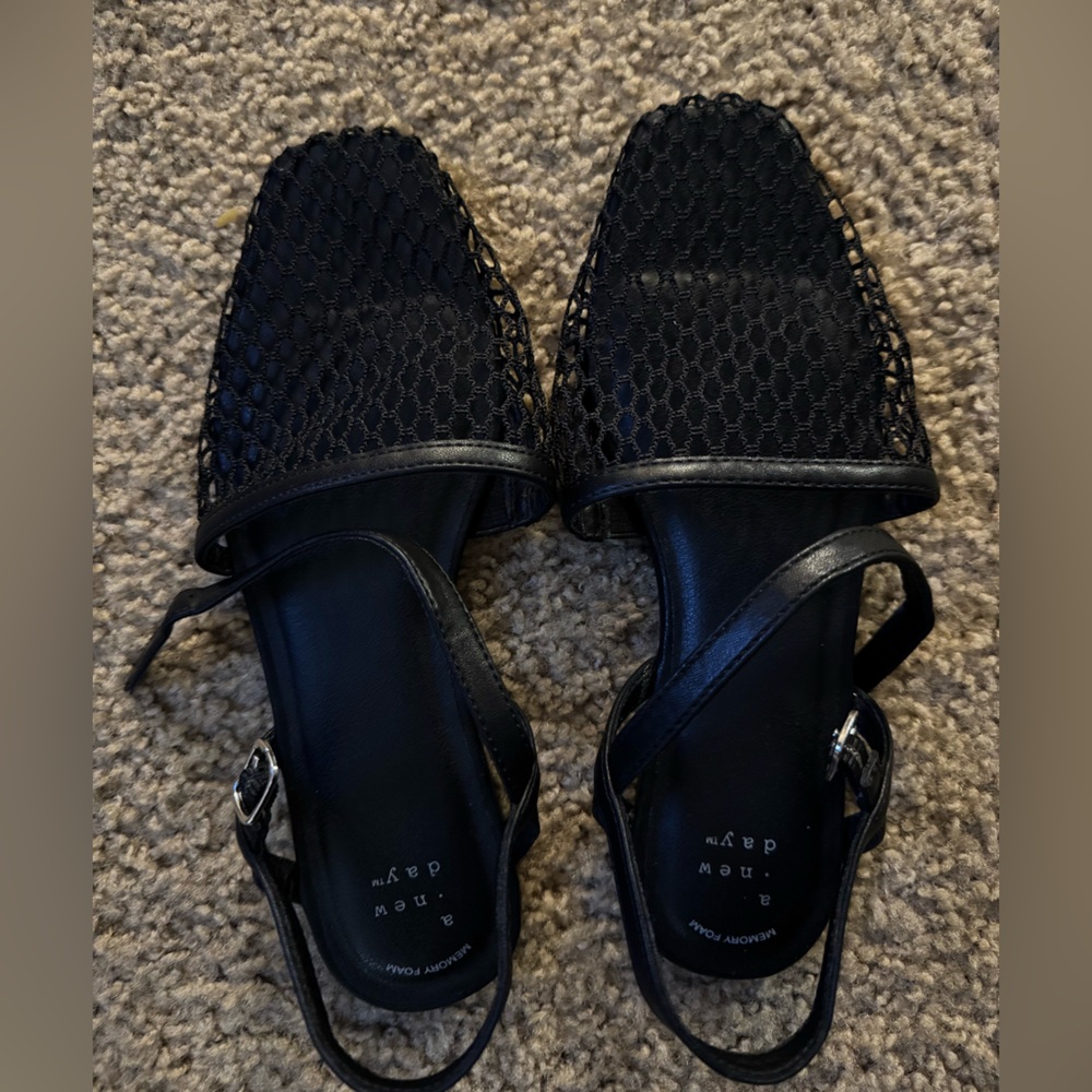 NWOT A New Day Black Mesh Flats